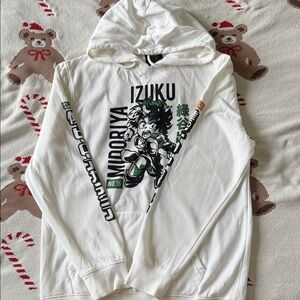 White Anime Graphic Hoodie